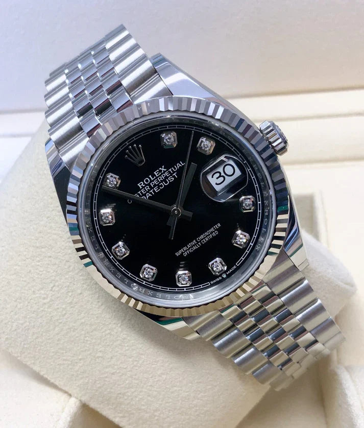 Datejust 36mm acciaio nero con brillantini