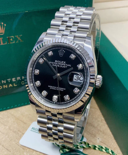 Datejust 36mm acciaio nero con brillantini