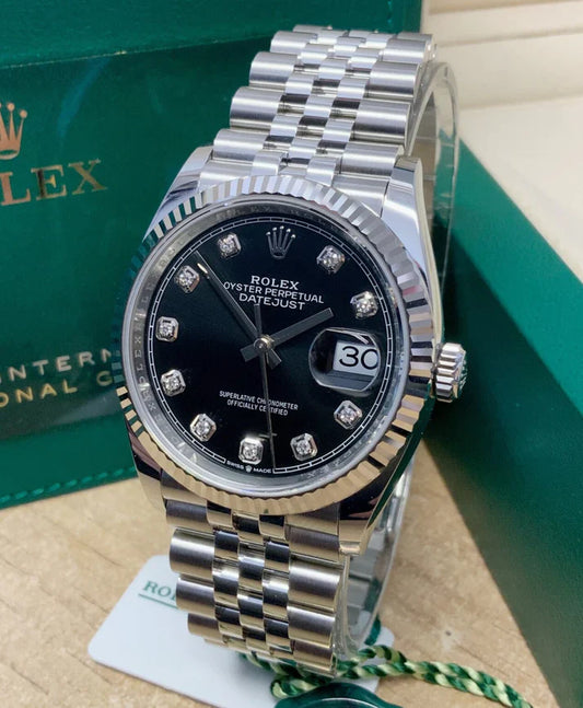 Datejust 36mm acciaio nero con brillantini