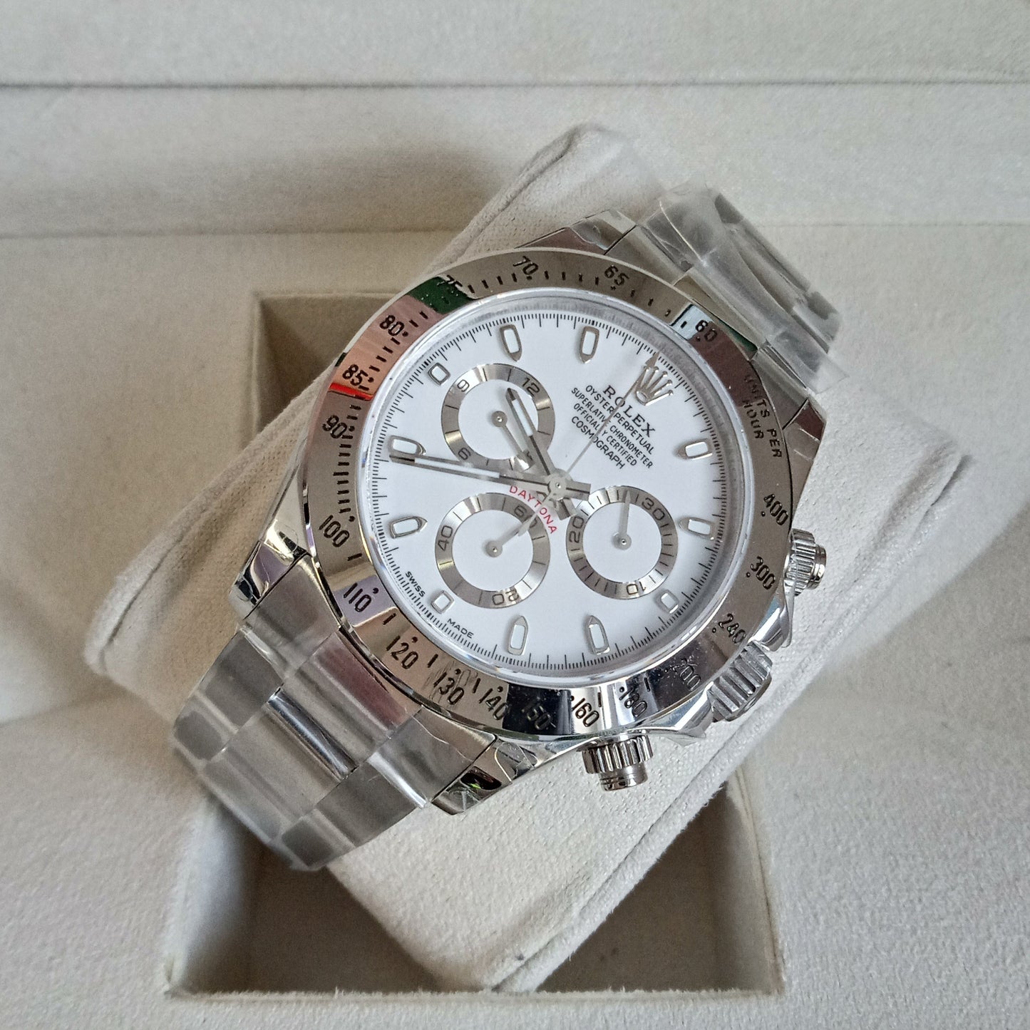 Daytona acciaio crono classico bianco